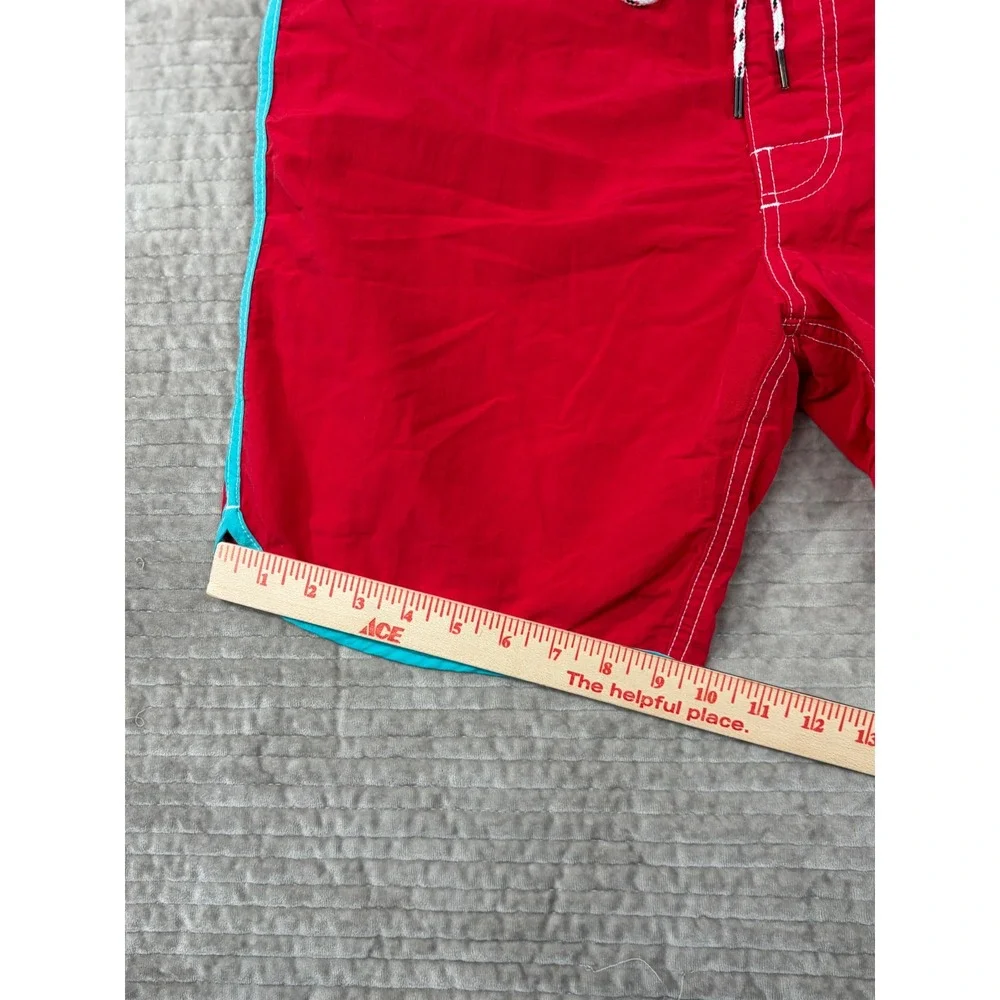 Kanvas by Katin Mens Red Turquoise Nylon Custom Surf Trunks Board Shorts Size 32